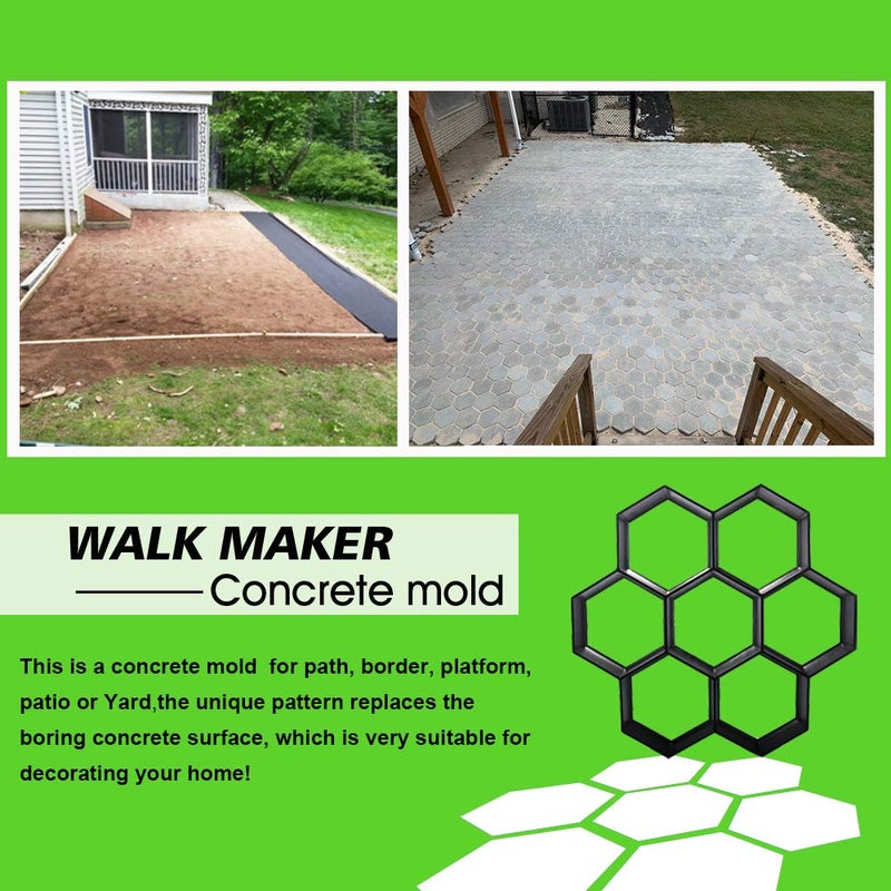 CJGQ 15.7"x15.7"x1.57" Concrete Molds Reusable Walk Maker Stepping Stone Paver Path Maker Lawn Patio Yard Garden DIY Walkway Pavement Paving Moulds (Honeycomb) - Image 2